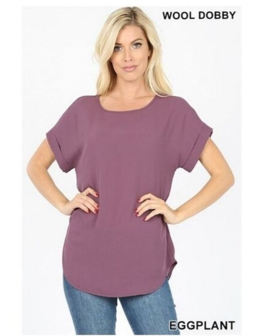 ZENANA Short Sleeve Boat Neck Purple sheer Top Size Small NWT